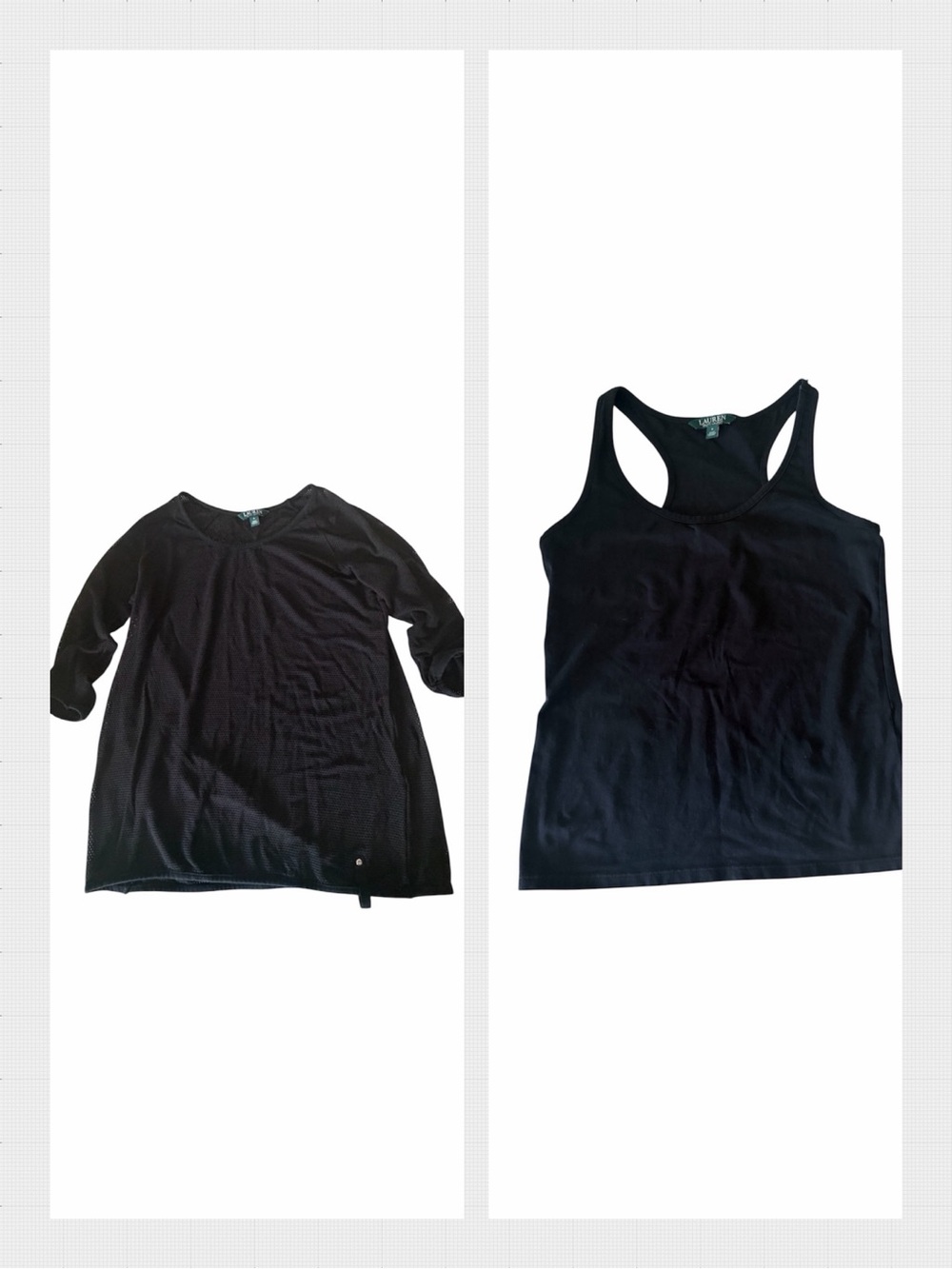 Lauren Ralph Lauren  Mesh 3/4 Top Set w/razorback tank Jersey Knit Top S